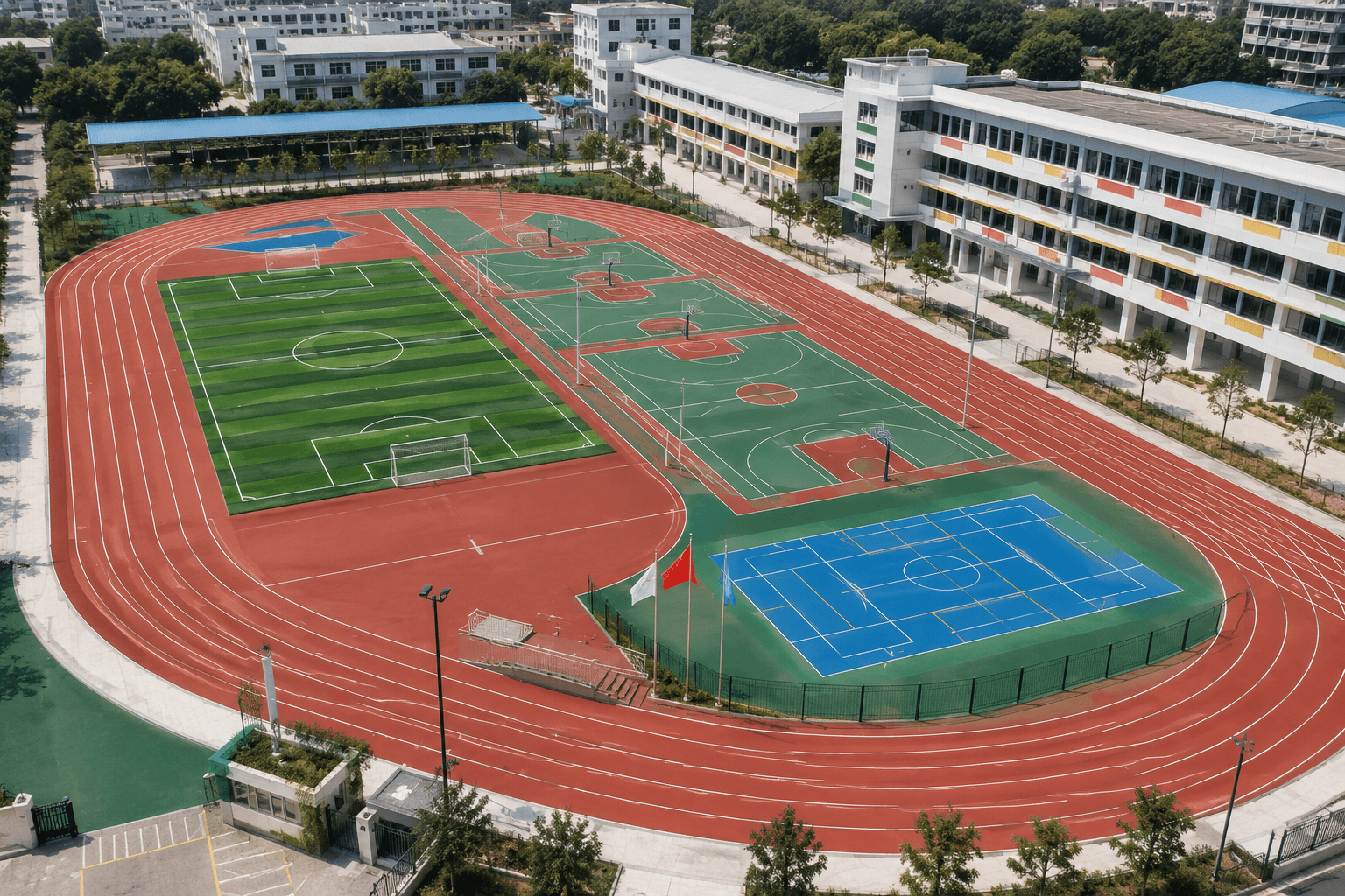 School running track and multi-use games area