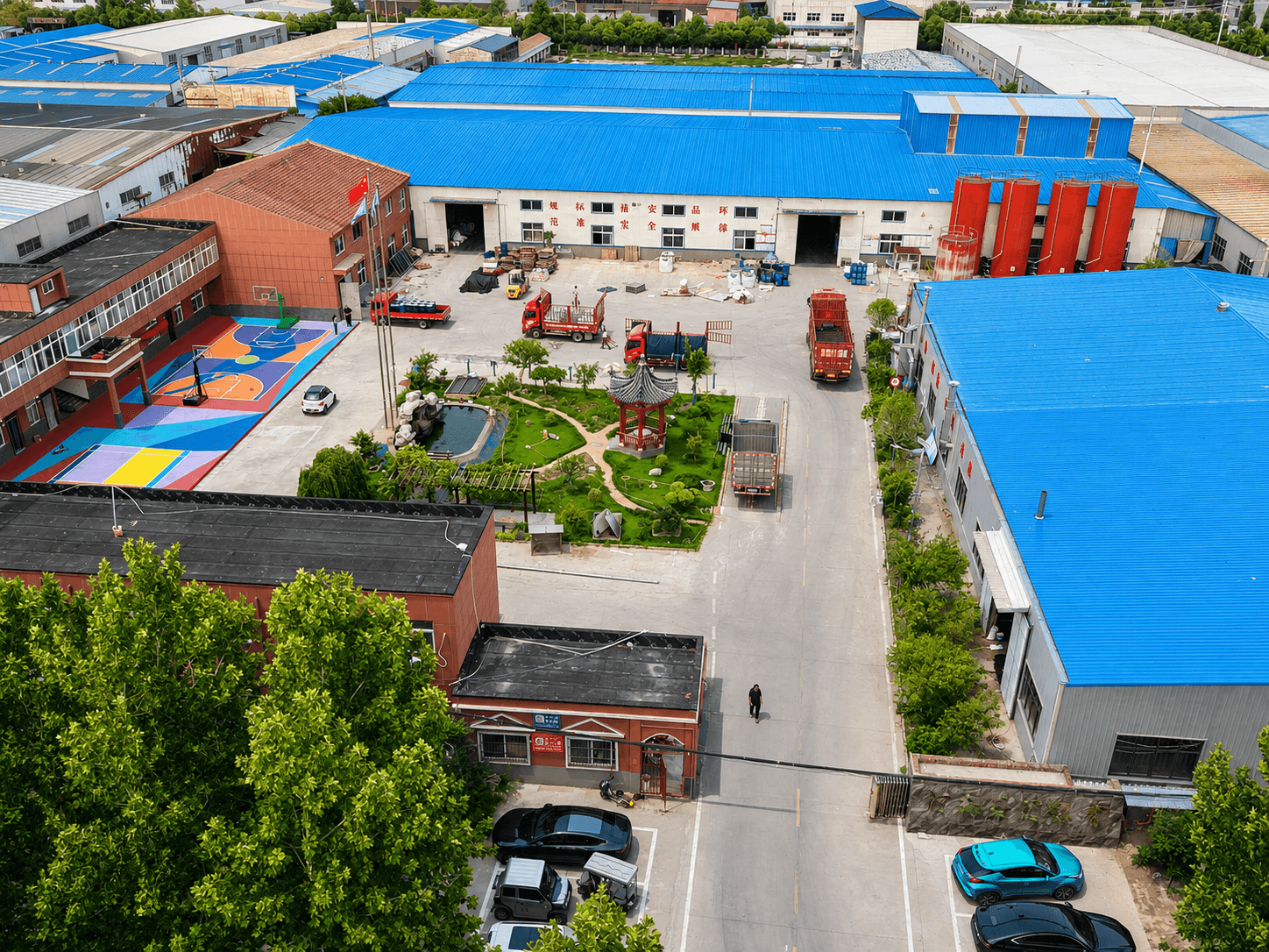 Aerial view of the XJ Sports Group manufacturing facility
