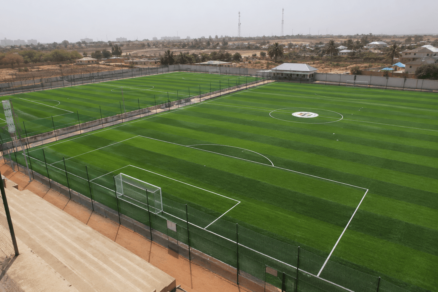 Artificial turf football pitch at a sports academy