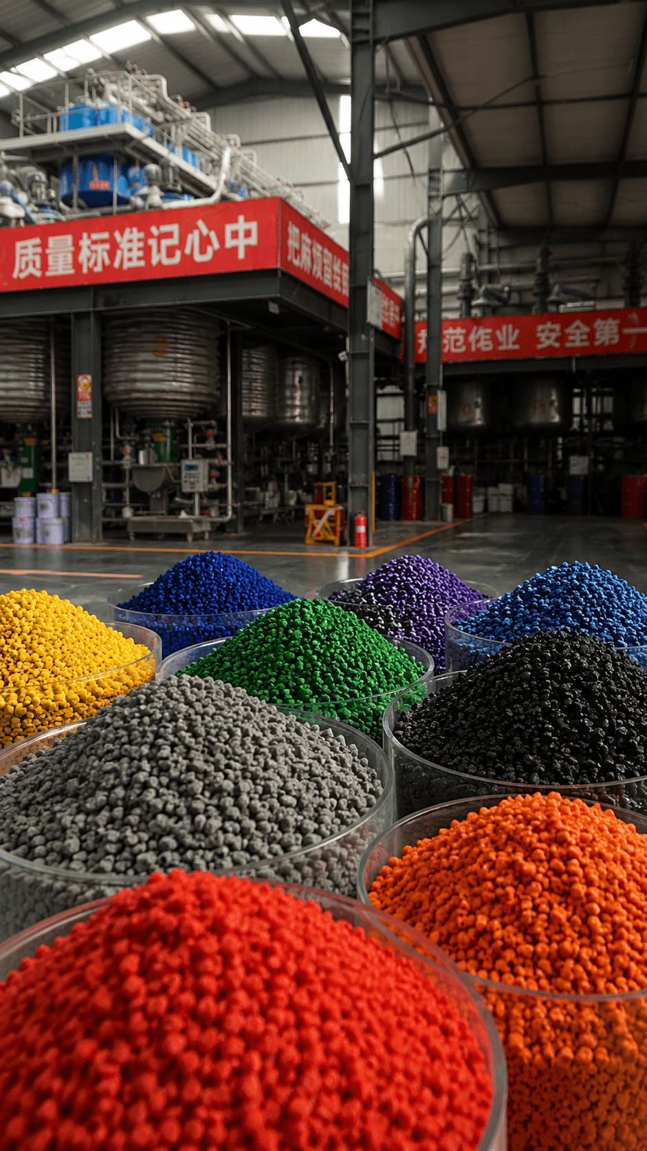Colourful EPDM rubber granules used for sports surfaces