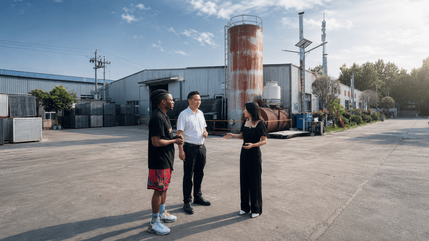 Raw materials warehouse stocked with rubber granules at XJ Sports Group