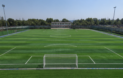 Completed artificial turf football pitch after XJ installation