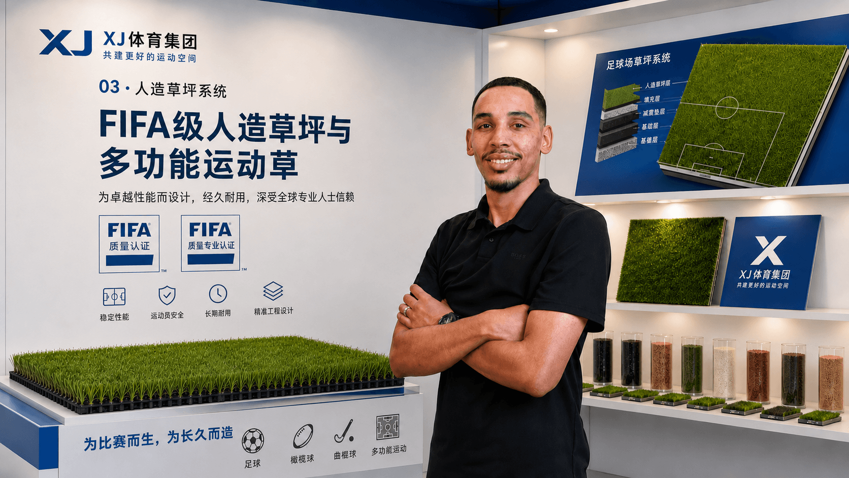 Artificial turf football pitch with crisp white line markings